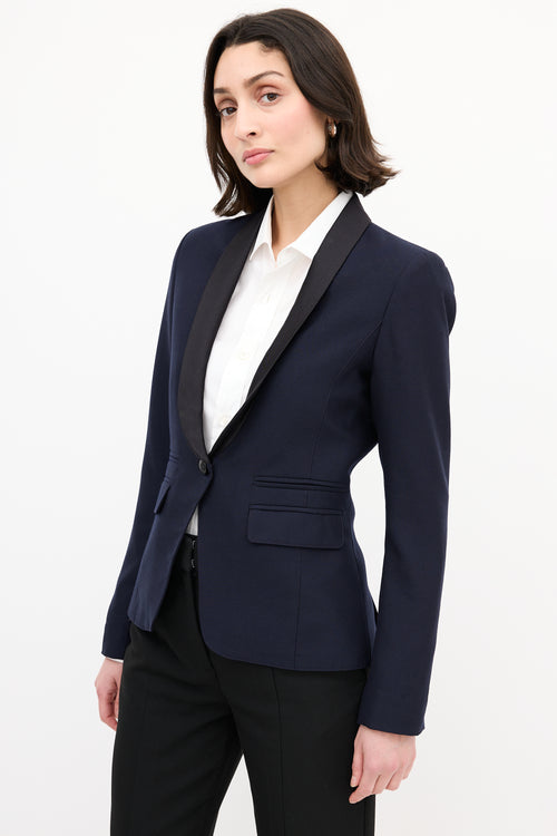 Smythe Navy 
Black Silk Lapel Tuxedo Blazer