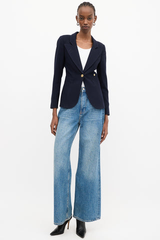 Smythe Navy Wool Duchess Blazer