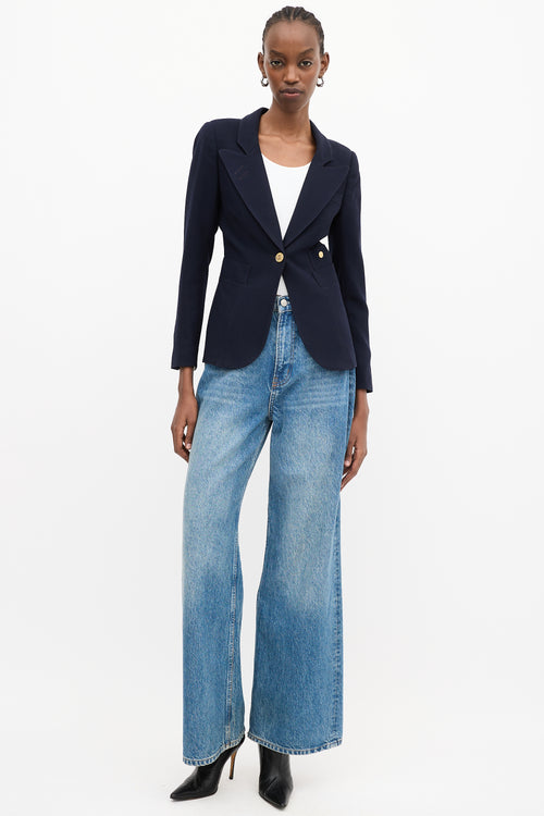 Smythe Navy Wool Duchess Blazer