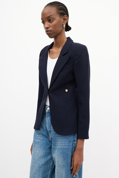 Smythe Navy Wool Duchess Blazer