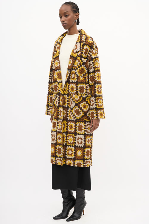 Smythe Yellow 
Multi Wool Crochet Square Coat