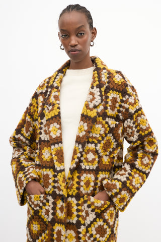 Smythe Yellow 
Multi Wool Crochet Square Coat