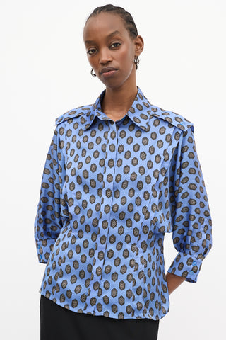 Smythe Blue 
Multi Satin Printed Shirt