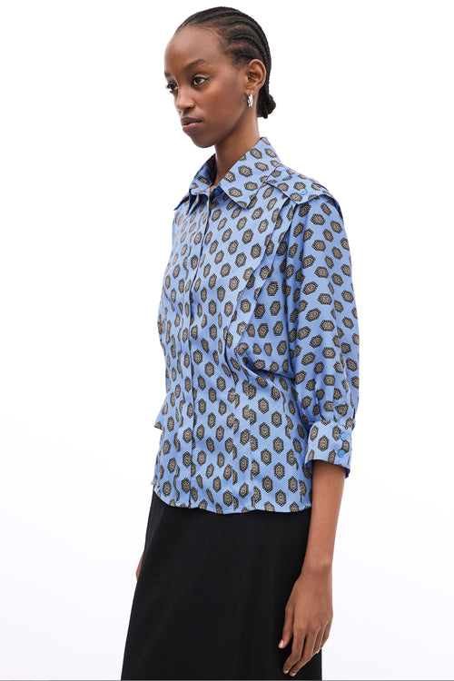 Smythe Blue 
Multi Satin Printed Shirt