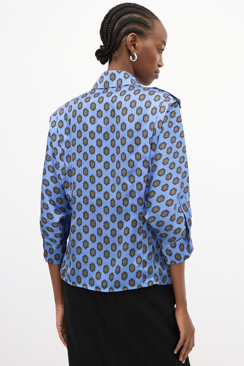 Smythe Blue 
Multi Satin Printed Shirt