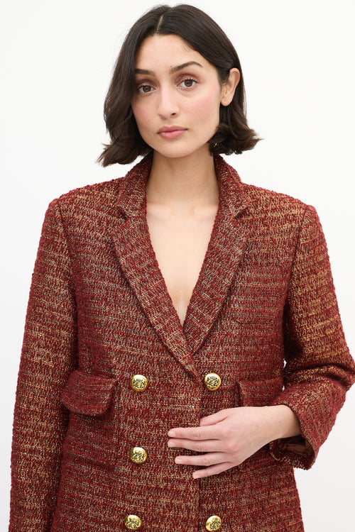 Smythe Red 
Gold Wool Tweed Blazer