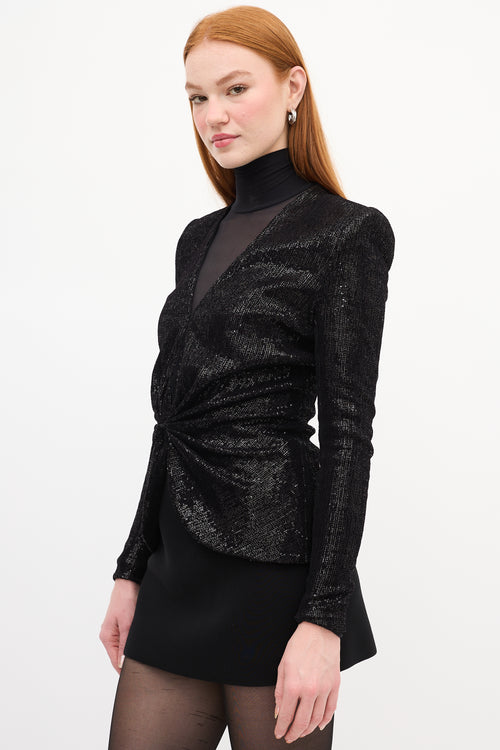 Smythe X Greta Constantine Black Sequin Top