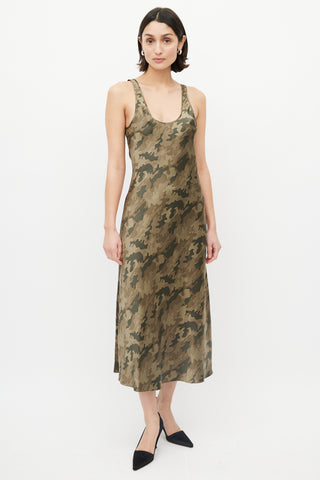 SPRWMN Green Satin Camo Dress