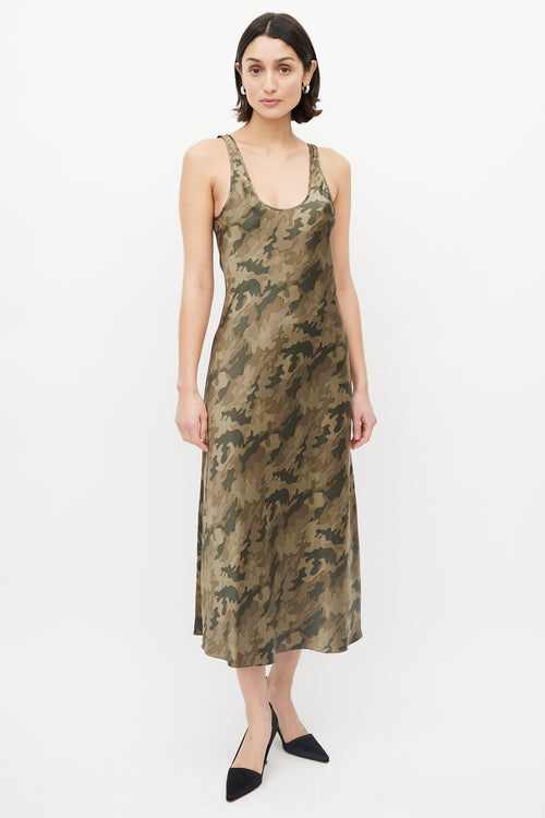 SPRWMN Green Satin Camo Dress