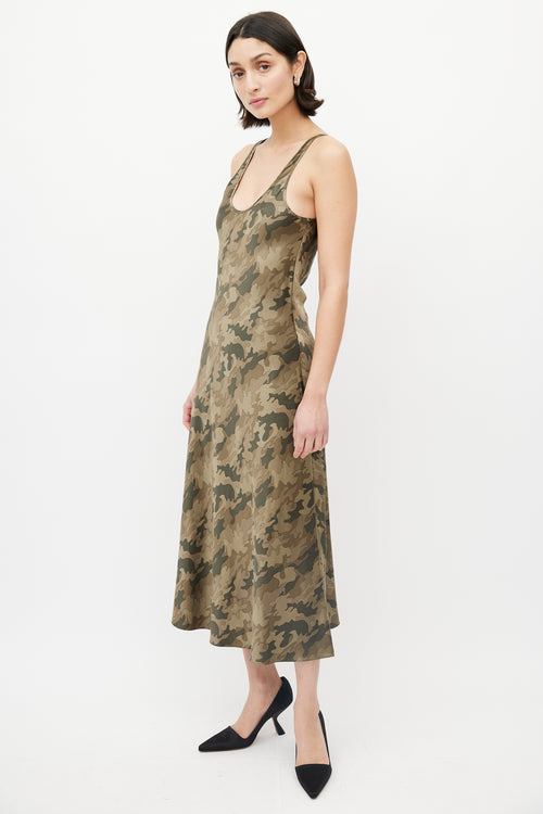 SPRWMN Green Satin Camo Dress