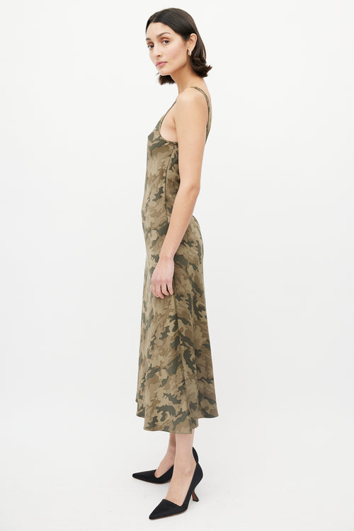 SPRWMN Green Satin Camo Dress