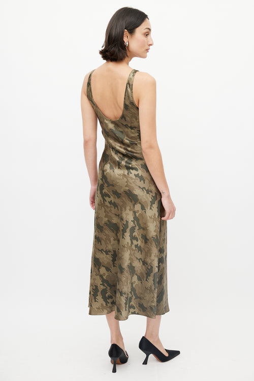 SPRWMN Green Satin Camo Dress