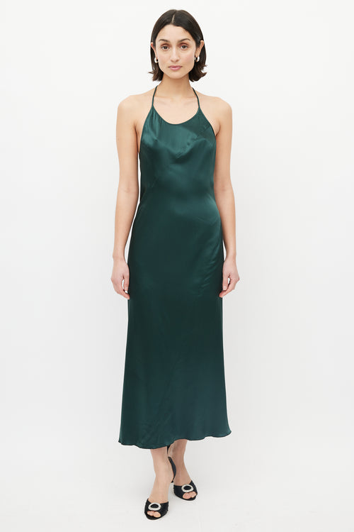 SPRWMN Green Satin Maxi Dress