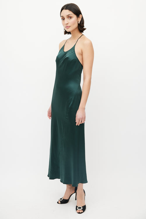 SPRWMN Green Satin Maxi Dress