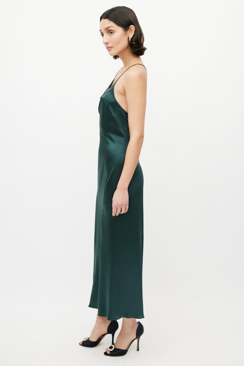 SPRWMN Green Satin Maxi Dress