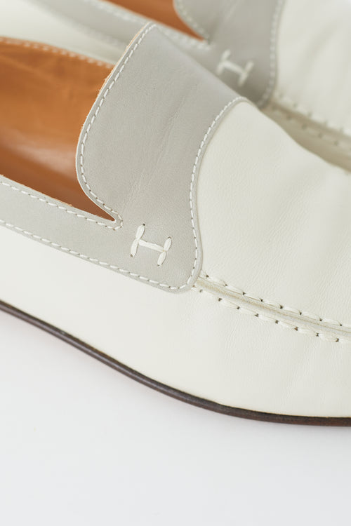 Hermès Cream 
Grey Leather Tommy Loafer