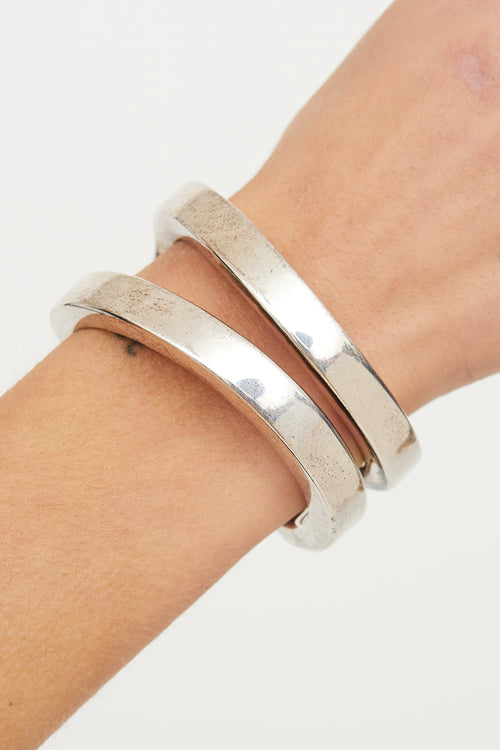 Silver Double Open Cuff Bracelet