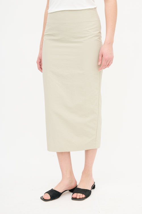  Beige Nylon Pencil Skirt