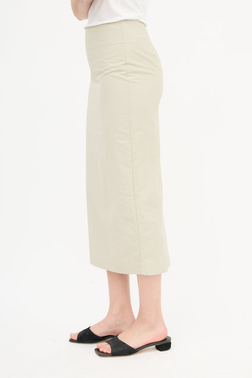  Beige Nylon Pencil Skirt