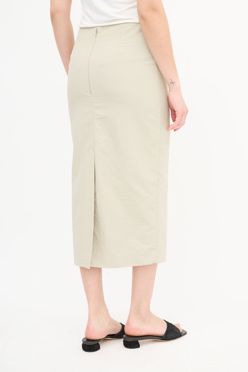  Beige Nylon Pencil Skirt