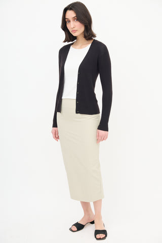  Beige Nylon Pencil Skirt