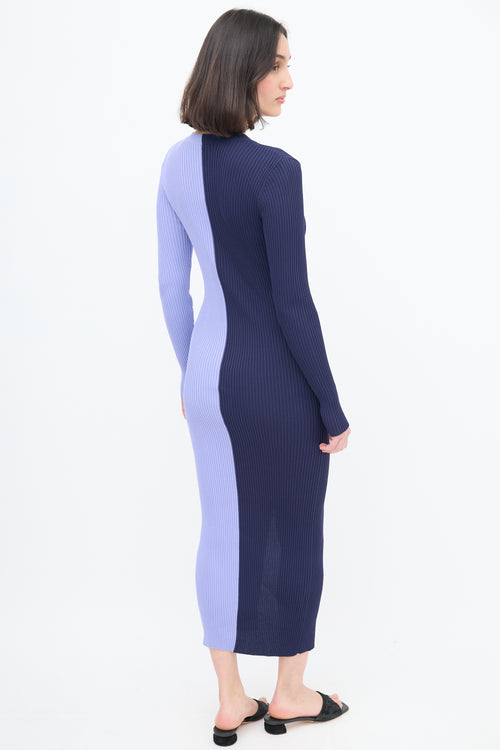 Staud Purple 
Navy Colourblock Shoko Dress