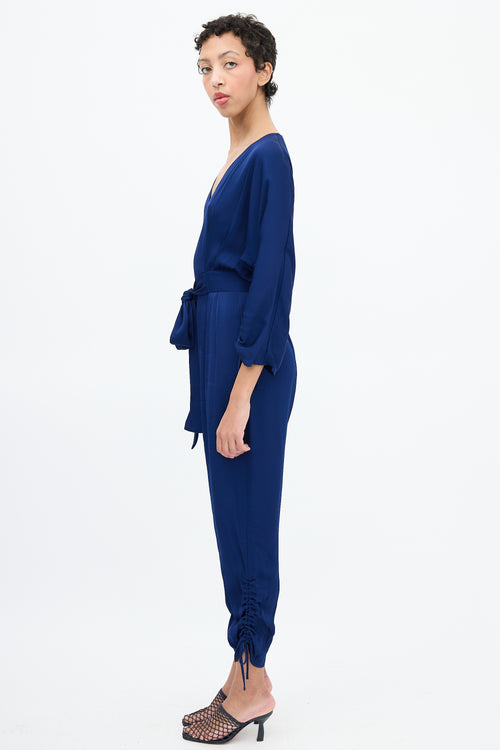 Stella McCartney Navy Tie Ruched Jumpsuit