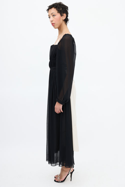 Stella McCartney Black Silk Gathered Overlay Dress