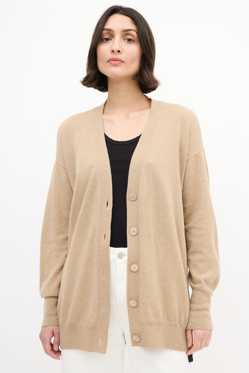 Stella McCartney Beige Wool Zip Logo Side Cardigan