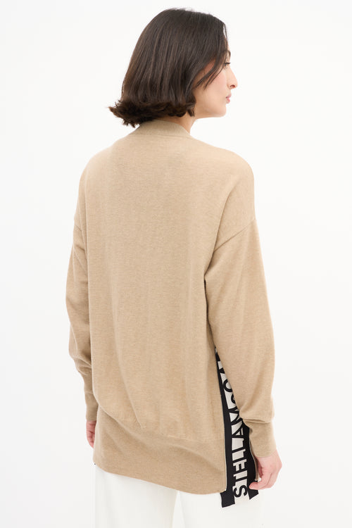 Stella McCartney Beige Wool Zip Logo Side Cardigan