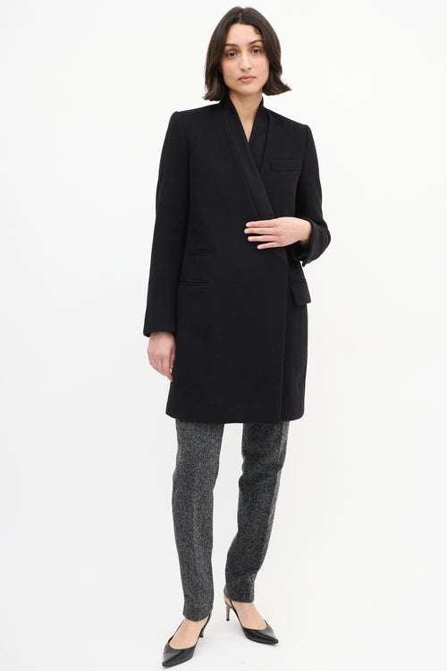 Stella McCartney Black Wool Tuxedo Mid Length Coat