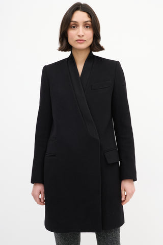 Stella McCartney Black Wool Tuxedo Mid Length Coat