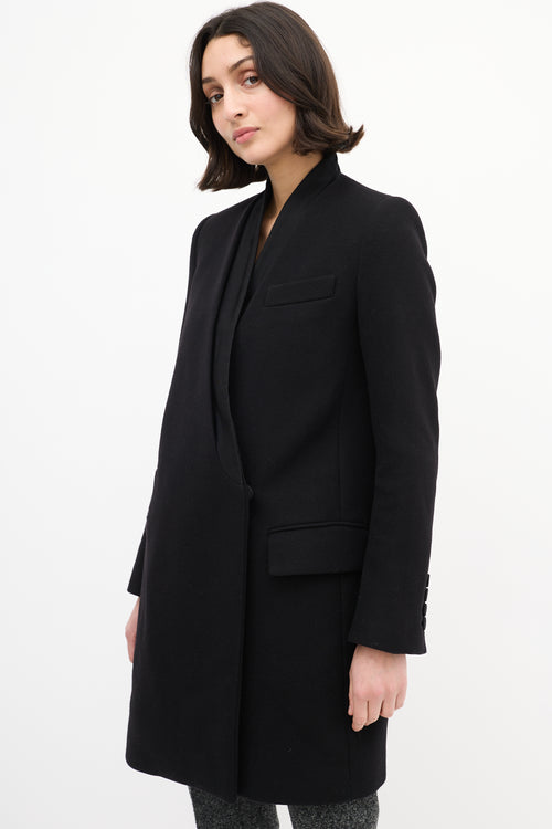 Stella McCartney Black Wool Tuxedo Mid Length Coat