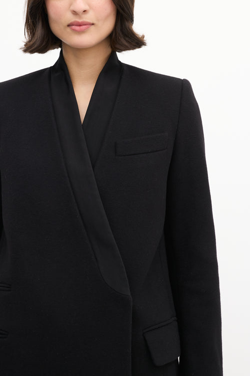 Stella McCartney Black Wool Tuxedo Mid Length Coat