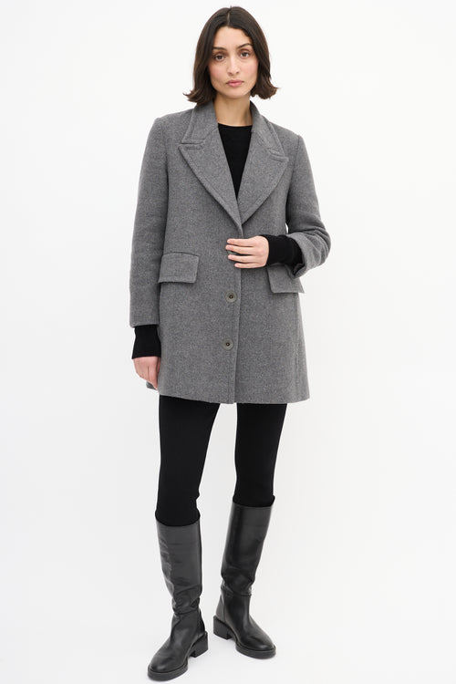 Stella McCartney Grey Wool Mid Length Coat