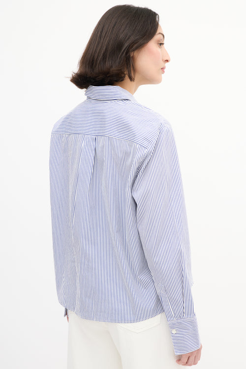 Stella McCartney X The Beatles Blue 
White Striped Logo Shirt