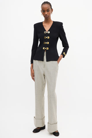 St. John Black Knit Hardware Embellished Jacket