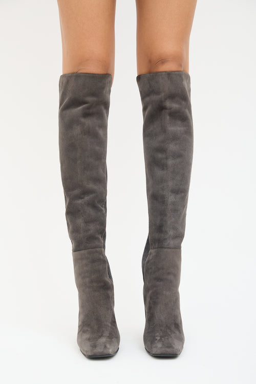 Stuart Weitzman Dark Grey Suede Thigh High Boot