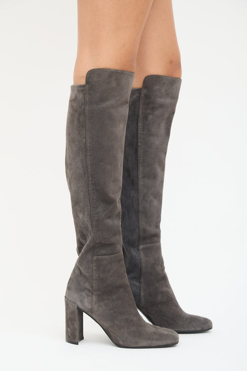 Stuart Weitzman Dark Grey Suede Thigh High Boot