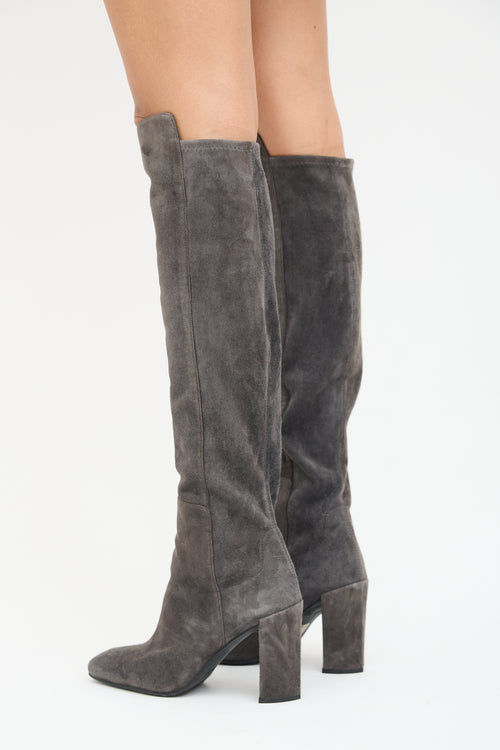 Stuart Weitzman Dark Grey Suede Thigh High Boot