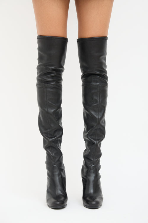 Stuart Weitzman Black Leather Highland Boot