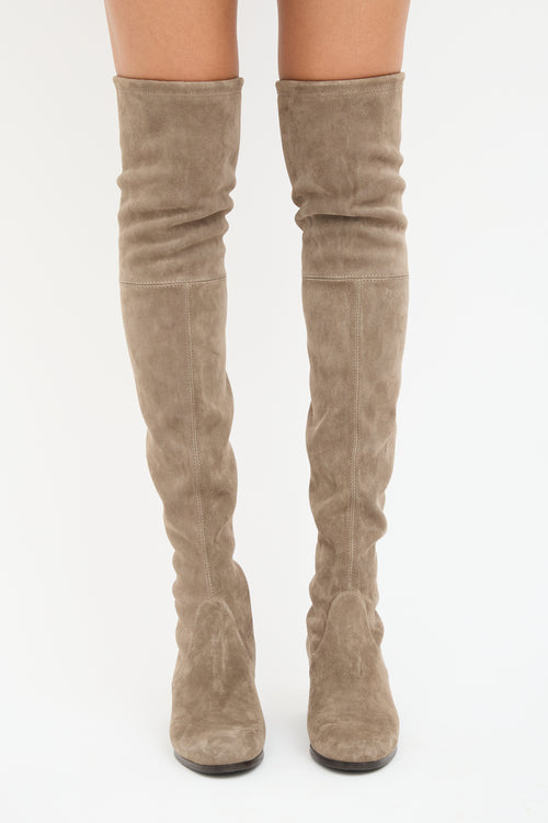 Stuart Weitzman Taupe Suede Tieland Boot