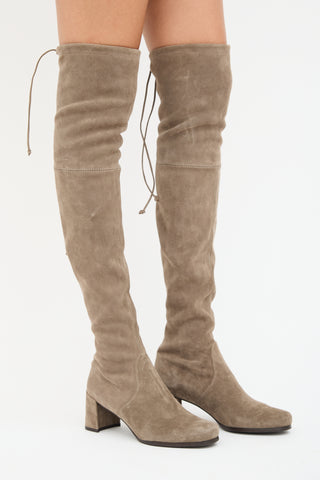 Stuart Weitzman Taupe Suede Tieland Boot