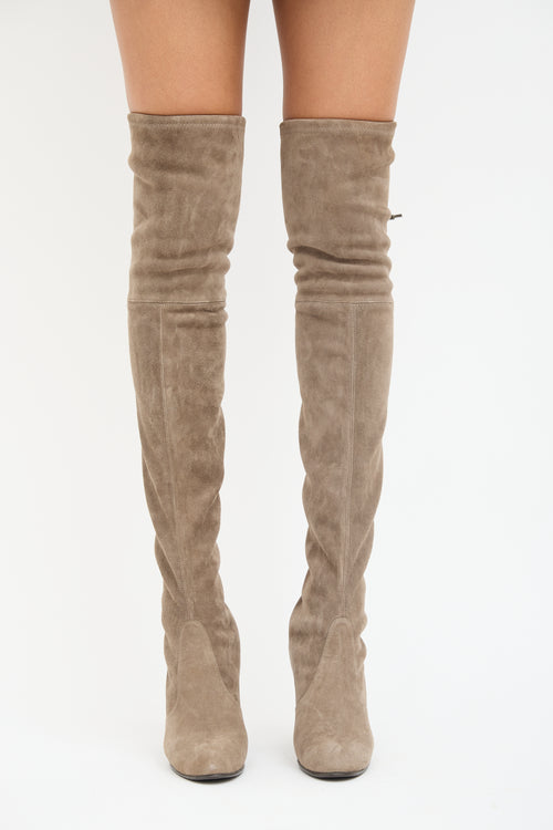 Stuart Weitzman Taupe Suede Highland Boot