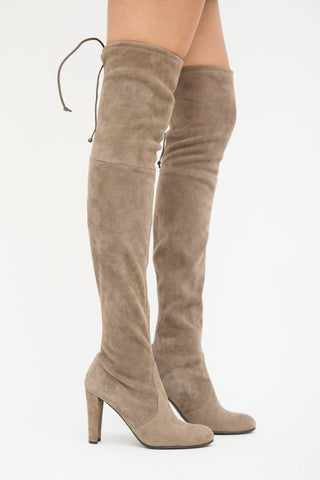 Stuart Weitzman Taupe Suede Highland Boot