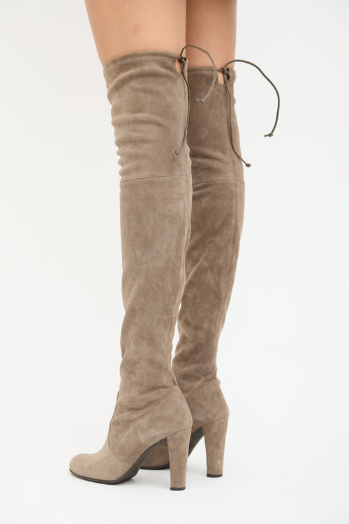 Stuart Weitzman Taupe Suede Highland Boot