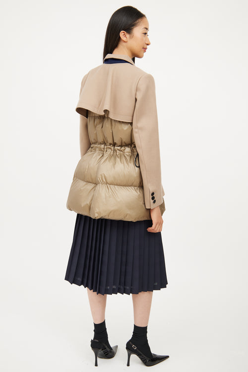 Sacai Beige Wool Melton Puffer Coat