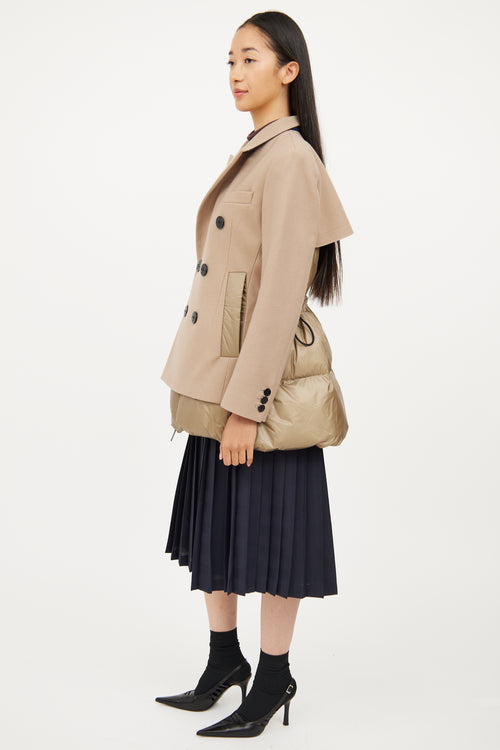 Sacai Beige Wool Melton Puffer Coat