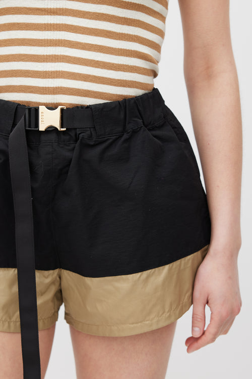 Sacai Black 
Brown Nylon Short