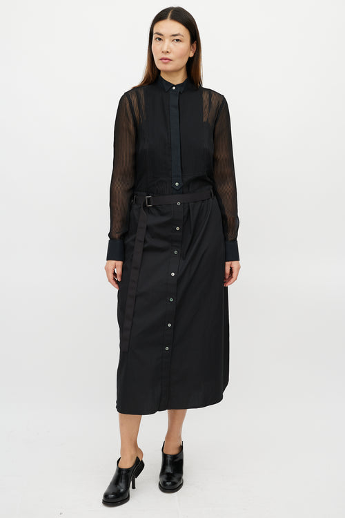 Sacai Black Belted Shirt Dress